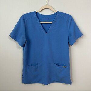 Figs Texhnical Collection Women's Casma Blue V-Neck Scrub T-Shirt Top Size Small